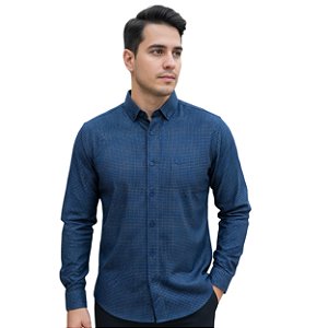 Camisa Manga Longa Leone Xadrez Azul/Amarelo
