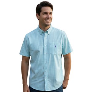Camisa Manga Curta Austin Western Azul Claro/Branco
