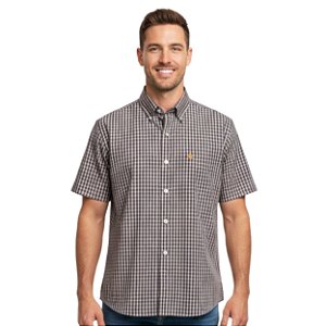Camisa Manga Curta Austin Western Azul Marinho/Laranja
