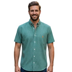 Camisa Manga Curta Austin Western Verde/Amarelo