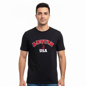 Camiseta Bordada Austin Western Preta