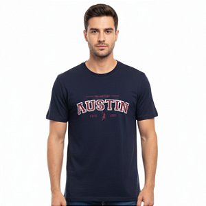 Camiseta Bordada Austin Western Azul Marinho