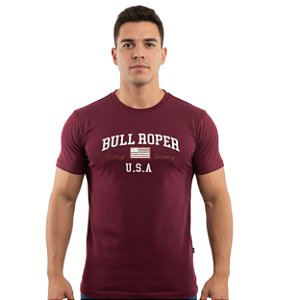 Camiseta Bordada Bull Roper Bordô