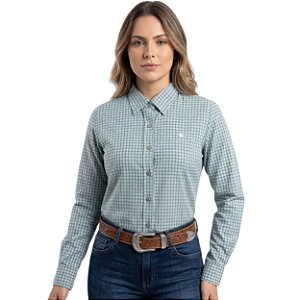 Camisa Manga Longa Horseman Xadrez Azul/Bege