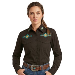 Camisa Bordada Manga Longa Apache Preta