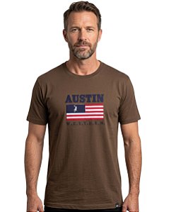Camiseta Bordada Austin Western Marrom