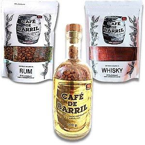 Kit Grão+Pó -02 whisky Premium 250g / 01 Garrafa Cachaça grão 300g