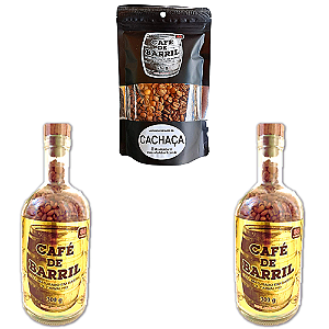 Kit Grão - Garrafa Cachaça 310g + Garrafa Whisky 310g+ Pacote Cachaça 250g - 86 Pontos