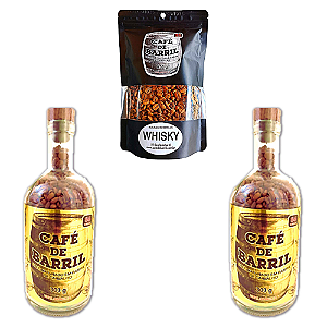 Kit Grão - Garrafa Cachaça 310g + Garrafa Whisky 310g+ Pacote Whisky 250g - 86 Pontos