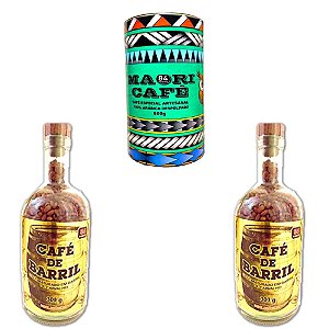 Garrafa Cachaça 86 Pontos 310g + Garrafa Whisky 86 Pontos 310g+ Maori Café Lata 500g 84 Pontos