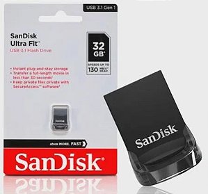 PEN DRIVE 32GB USB 3.2 ULTRA FIT PRETO SDCZ430 SANDISK