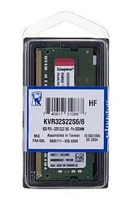 MEMÓRIA KINGSTON SODIMM, 8GB, 3200MHZ, DDR4 (INSTALADA)