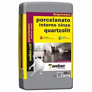 Argamassa Porcelanato Cinza 20kg Quartzolit