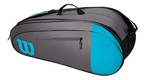 Raqueteira Modelo Esp Team X6 Dupla Wilson - Cinza Com Azul