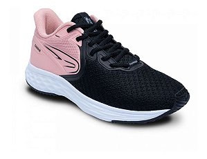 Tênis Rainha Mod. Away - Feminino Preto Rosa - Run Caminhada