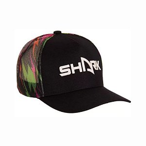 Boné Shark Beach Tênnis - Preto Rede Neon Ajustável