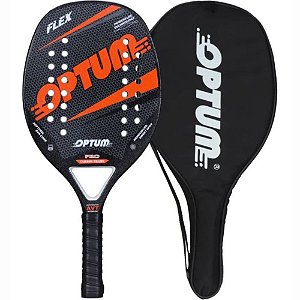 Raquete De Beach Tennis Optum Carbono Flex Preto com Laranja