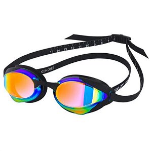 Óculos Natação Speedo Icon Core Preto Revo Red Espelhado