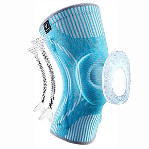Joelheira Ortopédica Estabilidade Silicone Aço Flexível Azul