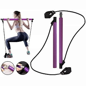 Barra Bastão Pilates Yoga Ginástica Funcional Elástico Lilás