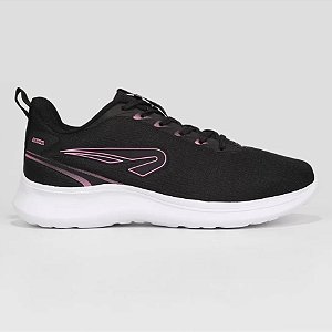 Tênis Rainha Fire Feminino Preto Pink Caminhada Dia a Dia