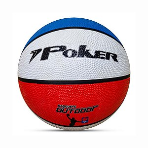 Bola Basquete Poker Outdoor N.7 Unissex Branco Azul Vermelho