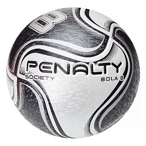 Bola de Futebol Society Penalty 8x Prata Preto