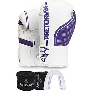 Kit Luvas Bucal Bandagem First Fx-1 Pretorian Branco Roxo