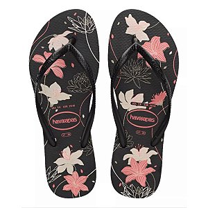 Chinelo Havaianas Slim Organic Feminino Preto Rosa