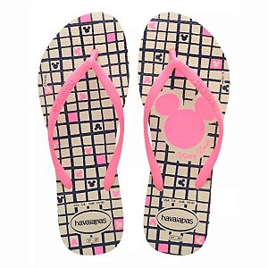 Chinelo Havaianas Slim Disney Feminino Bege Rosa