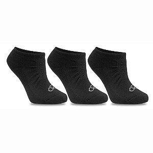 Meia Olympikus Cano Invisível 3 Pares Unissex Preto 33 a 38