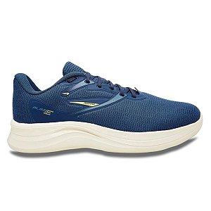 Tênis Rainha Blaze Azul Amarelo Caminhada Academia Macio