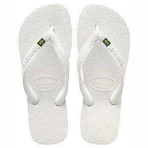 Chinelo Havaianas Brasil Branco Unissex Listras Laterais