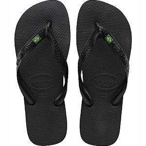 Chinelo Havaianas Brasil Preto Unissex Listras Laterais