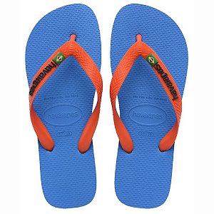 Chinelo Sandália Havaianas Brasil Logo Azul Laranja Unissex
