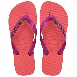 Chinelo Sandália Havaianas Brasil Logo Rosa Lilás Unissex