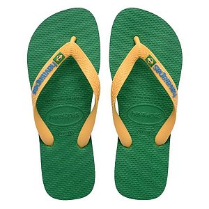 Chinelo Sandália Havaianas Brasil Logo Verde Amarelo Unissex