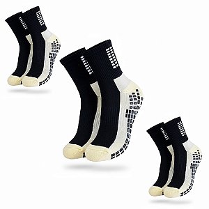Kit 3 Pares Meia Socks Antiderrapante Futebol Contra Torções