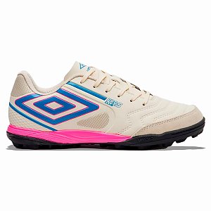 Chuteira Society Umbro Pro 5 Bump Club Unissex Bege Azul