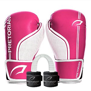 Kit Luva Boxe Pretorian First FX1 Rosa Bucal Bandagem