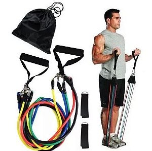 Kit Elásticos 11 Peças Exercícios, Musculação, Yoga, Pilates