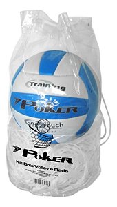 Kit Bola De Vôlei Training + Rede de Vôlei Recreação Poker