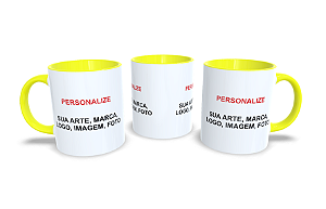Caneca de Cerâmica Branca, Interior e Alça diversas cores