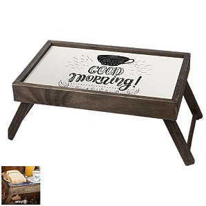 Mesa Bandeja  Servir Café Manhã Cama Madeira Pinus Dobrável Decorada Estampada - 823E1 Stolf