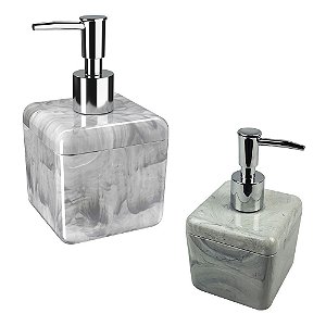 Dispenser Porta Sabonete Líquido 330ML  Pia Acessório  Banheiro Lavabo Cube Mármore - 20878/480 Coza