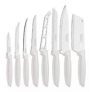 Jogo De Facas Inox Faqueiro 8 Peças Churrasco Cozinha Plenus - Tramontina - Branco