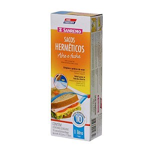 10 Saco Hermético Porta Alimentos Abre Fecha Geladeira Cozinha 20,5x18cm - SR375 Sanremo