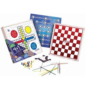 Jogo Tabuleiro 4 Em 1 Dama Ludo Trilha Pega Vareta Brinquedo - 65576 Xalingo