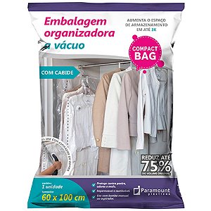 Saco A Vácuo Protetor Organizador De Roupas Com Cabide 60x100cm - 1394 Paramount