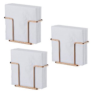 Kit 3 Porta Suporte Guardanapos Mesa Café Rosé Gold 1155rg - Future